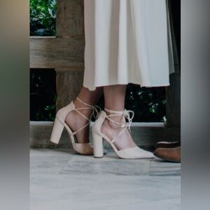 Lulu's Women's Beige Lace-Up Heels